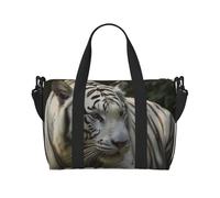 Borsa sportiva da palestra per donne e uomini, borsone da viaggio, borsa da weekender, borsa da viaggio per la notte, per viaggi, nuoto, fitness, allenamento, sport, con tigre del Bengala bianca