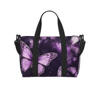 Borsa sportiva da palestra per donne e uomini, borsone da viaggio, borsa da weekender, borsa da viaggio per la notte, per viaggi, nuoto, fitness, allenamento, sport, con farfalle viola, Farfalle viola