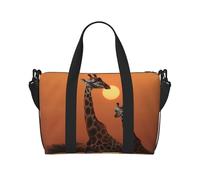 Borsa sportiva da palestra per donne e uomini, borsone da viaggio, borsa da weekender, borsa da viaggio per la notte, per viaggi, nuoto, fitness, allenamento, sport, golf, sport, Giraffa al tramonto