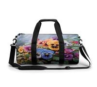 Borsa sportiva da palestra per donne e uomini, borsone da viaggio, borsa da weekender, con fiori del viole del pensiero, borsa da viaggio per la notte, per viaggi, nuoto, fitness, allenamento, sport