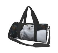 Borsa sportiva da palestra per donne e uomini, borsone da viaggio, borsa da weekender, con gufo delle nevi, borsa da viaggio per la notte, per viaggi, nuoto, fitness, allenamento, sport, nero, taglia