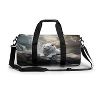 Borsa sportiva da palestra per donne e uomini, borsone da viaggio, borsa da weekender, con leone sulla roccia, borsa da viaggio per la notte, per viaggi, nuoto, fitness, allenamento, sport