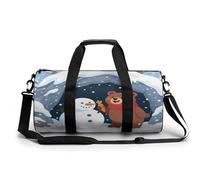 Borsa sportiva da palestra per donne e uomini, borsone da viaggio, borsa da weekender, con orso che fa un pupazzo di neve, borsa da viaggio per viaggi, nuoto, fitness, allenamento, borsone sportivo