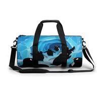 Borsa sportiva da palestra per donne e uomini, borsone da viaggio, borsa da weekender, con pinguino in un'avventura, borsa da viaggio per viaggi, nuoto, fitness, allenamento, borsone sportivo