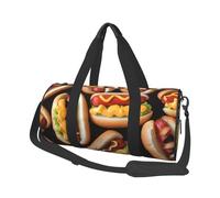 Borsa sportiva da palestra per donne e uomini, borsone da viaggio, borsa da weekender, divertente borsa per cibo hot dog, borsa da viaggio per viaggi, nuoto, fitness, allenamento, sport, borsone nero