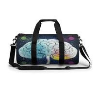 Borsa sportiva da palestra per donne e uomini, borsone da viaggio, borsa da weekender, geometria, immagine del cervello, con scienza, borsa da viaggio per la notte, per viaggi, nuoto, fitness