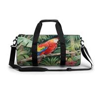 Borsa sportiva da palestra per donne e uomini, borsone da viaggio, borsa da weekender, pappagalli che canticchiano nella giungla tropicale, borsa da viaggio per viaggi, nuoto, fitness, allenamento