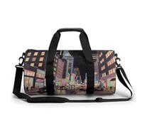 Borsa sportiva da palestra per donne e uomini, borsone da viaggio, borsa da weekender, vista notturna delle strade urbane, borsa da viaggio per viaggi, nuoto, fitness, allenamento, borsone sportivo