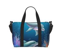 Borsa sportiva da palestra per donne e uomini, borsone da viaggio con delfini e pesci, borsa da fine settimana in tela da portare con sé durante la notte, per viaggi, nuoto, fitness, allenamento