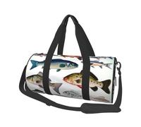 Borsa sportiva da palestra per donne e uomini, borsone da viaggio con diversi pesci, borsa da weekender, in tela, borsa da viaggio per la notte, per viaggi, nuoto, fitness, allenamento, sport, nero