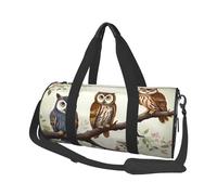 Borsa sportiva da palestra per donne e uomini, borsone da viaggio con gufi su un ramo Borsa da fine settimana in tela da portare con sé per viaggi, nuoto, fitness, allenamento, sport, borsone nero