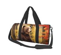 Borsa sportiva da palestra per donne e uomini, borsone da viaggio con orso marrone in autunno, borsa da weekender, borsa da viaggio in tela da portare durante la notte, per viaggi, nuoto, fitness