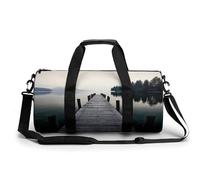 Borsa sportiva da palestra per donne e uomini, borsone da viaggio tote borsa da weekend in legno molo e lago calmo borsa da viaggio per viaggi nuoto fitness allenamento sport borsone