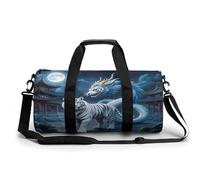 Borsa sportiva da palestra per donne e uomini, borsone da viaggio tote borsa da weekender borsa da viaggio con drago blu tigre bianca borsa da viaggio per nuoto fitness allenamento borsone sportivo