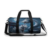 Borsa sportiva da palestra per donne e uomini, borsone da viaggio tote borsa da weekender borsa da viaggio con drago blu tigre bianca borsa da viaggio per nuoto fitness allenamento borsone sportivo