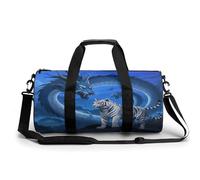 Borsa sportiva da palestra per donne e uomini, borsone da viaggio tote borsa da weekender borsa da viaggio con drago blu tigre bianca borsa da viaggio per nuoto fitness allenamento borsone sportivo