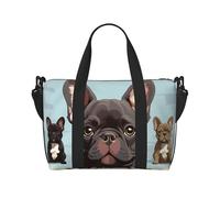 Borsa sportiva da palestra per donne e uomini, borsone da viaggio tote Bulldog francese cane carino borsa da fine settimana in tela da portare durante la notte borsa per viaggi, nuoto, fitness