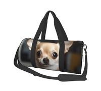 Borsa sportiva da palestra per donne e uomini, borsone da viaggio tote carino chihuahua Weekender borsa in tela da portare durante la notte borsa per viaggi, nuoto, fitness, allenamento sportivo, nero