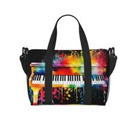 Borsa sportiva da palestra per donne e uomini, borsone da viaggio tote carino rana borsa da weekend in tela borsa da viaggio per viaggi nuoto fitness allenamento sport borsone, Nota di musica della