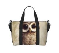 Borsa sportiva da palestra per donne e uomini, borsone da viaggio tote carino scoiattoli borsa da weekend in tela borsa da viaggio per viaggi nuoto fitness allenamento sport borsone, Simpatico gufo
