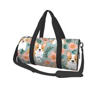 Borsa sportiva da palestra per donne e uomini, borsone da viaggio tote corgi fiori floreali primavera giardino borsa da weekend in tela borsa da trasporto per viaggi nuoto fitness allenamento borsone