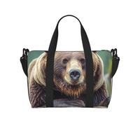Borsa sportiva da palestra per donne e uomini, borsone da viaggio tote fiordi norvegesi borsa da weekend in tela borsa da viaggio per viaggi nuoto fitness allenamento sport borsone, Orso Grizzly
