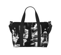 Borsa sportiva da palestra per donne e uomini, borsone da viaggio tote geco lucertole borsa da weekend in tela borsa da viaggio per viaggi nuoto fitness allenamento sport borsone, Scacchi bianchi e