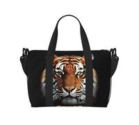 Borsa sportiva da palestra per donne e uomini, borsone da viaggio tote geco lucertole borsa da weekend in tela borsa da viaggio per viaggi nuoto fitness allenamento sport borsone, Faccia di tig