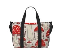 Borsa sportiva da palestra per donne e uomini, borsone da viaggio tote gufi su un ramo borsa da fine settimana in tela borsa da viaggio per viaggi nuoto fitness allenamento sport borsone, Fungo bianco