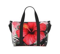 Borsa sportiva da palestra per donne e uomini, borsone da viaggio tote ibisco rosso borsa da weekend in tela da portare durante la notte borsa per viaggi, nuoto, fitness, allenamento, borsone sportivo