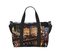 Borsa sportiva da palestra per donne e uomini, borsone da viaggio tote Las Vegas vista notturna borsa da weekend in tela borsa da viaggio per viaggi, nuoto, fitness, allenamento sportivo, vista