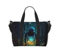 Borsa sportiva da palestra per donne e uomini, borsone da viaggio tote lucciole e lanterna, borsa da weekender, borsa da viaggio in tela per viaggi, nuoto, fitness, allenamento, sport, borsone nero