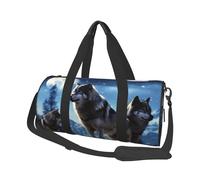 Borsa sportiva da palestra per donne e uomini, borsone da viaggio tote lupi borsa da fine settimana in tela borsa da viaggio per viaggi nuoto fitness allenamento sport borsone nero, taglia unica