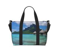 Borsa sportiva da palestra per donne e uomini, borsone da viaggio tote Tahiti Beach Weekender borsa in tela da portare con sé per viaggi, nuoto, fitness, allenamento, sport, borsone nero, taglia unica