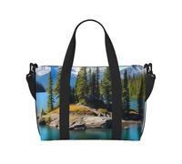 Borsa sportiva da palestra per donne e uomini, borsone da viaggio tote tigre bianca borsa da weekend in tela borsa da trasporto per viaggi nuoto fitness allenamento sport borsone, Spirit Island a Lake