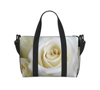 Borsa sportiva da palestra per donne e uomini, borsone da viaggio tote tigre bianca borsa da weekend in tela borsa da trasporto per viaggi nuoto fitness allenamento sport borsone, Rosa bianca, Taglia