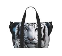 Borsa sportiva da palestra per donne e uomini, borsone da viaggio tote tigre bianca borsa da weekend in tela borsa da trasporto per viaggi nuoto fitness allenamento sport borsone, Tigre bianca
