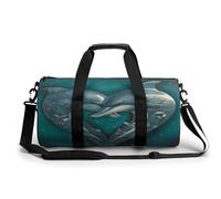 Borsa sportiva da palestra per donne e uomini, con motivo a due delfini, cilindrica, da viaggio, con cinghie regolabili, per viaggi, sport, allenamento, Motivo con due delfini, 45x23x23CM, Borsone da