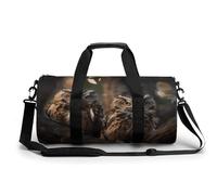 Borsa sportiva da palestra per donne e uomini, con motivo a due delfini, cilindrica, da viaggio, con cinghie regolabili, per viaggi, sport, allenamento, Due gufi sull'albero, 45x23x23CM, Borsone da