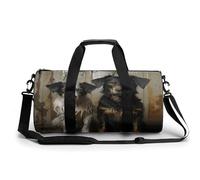 Borsa sportiva da palestra per donne e uomini, con motivo a due delfini, cilindrica, da viaggio, con cinghie regolabili, per viaggi, sport, allenamento, Due Cani, 45x23x23CM, Borsone da viaggio