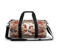 Borsa sportiva da palestra per donne e uomini, con motivo a due delfini, cilindrica, da viaggio, con cinghie regolabili, per viaggi, sport, allenamento, Due Galli Fiore, 45x23x23CM, Borsone da viaggio