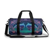 Borsa sportiva da palestra per donne e uomini, con motivo a due delfini, cilindrica, da viaggio, con cinghie regolabili, per viaggi, sport, allenamento, Due delfini, 45x23x23CM, Borsone da viaggio