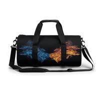 Borsa sportiva da palestra per donne e uomini, con motivo a due delfini, cilindrica, da viaggio, con cinghie regolabili, per viaggi, sport, allenamento, Due Fiamme, 45x23x23CM, Borsone da viaggio