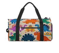 Borsa sportiva da palestra per donne e uomini, con scomparto per scarpe e tasca bagnata, bella borsa da viaggio con fragole per viaggi, sport, fitness, allenamento, Molti dinosauri colorati dei
