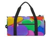 Borsa sportiva da palestra per donne e uomini, con scomparto per scarpe e tasca bagnata, borsone da viaggio con fiori viola per viaggi, sport, fitness, allenamento, Cuori arcobaleno., Taglia unica,