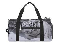 Borsa sportiva da palestra per donne e uomini, con scomparto per scarpe e tasca bagnata, borsone da viaggio per viaggi, sport, fitness, allenamento, Tigre bianca nella neve, Taglia unica, Borsone da