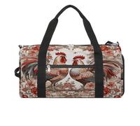 Borsa sportiva da palestra per donne e uomini, con scomparto per scarpe e tasca bagnata, borsone da viaggio con due delfini, per viaggi, sport, fitness, allenamento, Due Galli Fiore, Taglia unica,