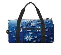 Borsa sportiva da palestra per donne e uomini, con scomparto per scarpe e tasca bagnata, borsone da viaggio con fiori blu per viaggi, sport, fitness, allenamento, Mini fiore vortice blu., Taglia
