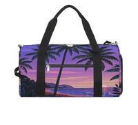 Borsa sportiva da palestra per donne e uomini, con scomparto per scarpe e tasca bagnata, borsone da viaggio Serene Seaside Sunset per viaggi, sport, fitness, allenamento, Due palme tropicali, Taglia