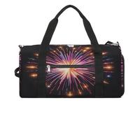 Borsa sportiva da palestra per donne e uomini, con scomparto per scarpe e tasca bagnata, borsone da viaggio con stampa con luci del nord scure per viaggi, sport, fitness, allenamento, Fuochi